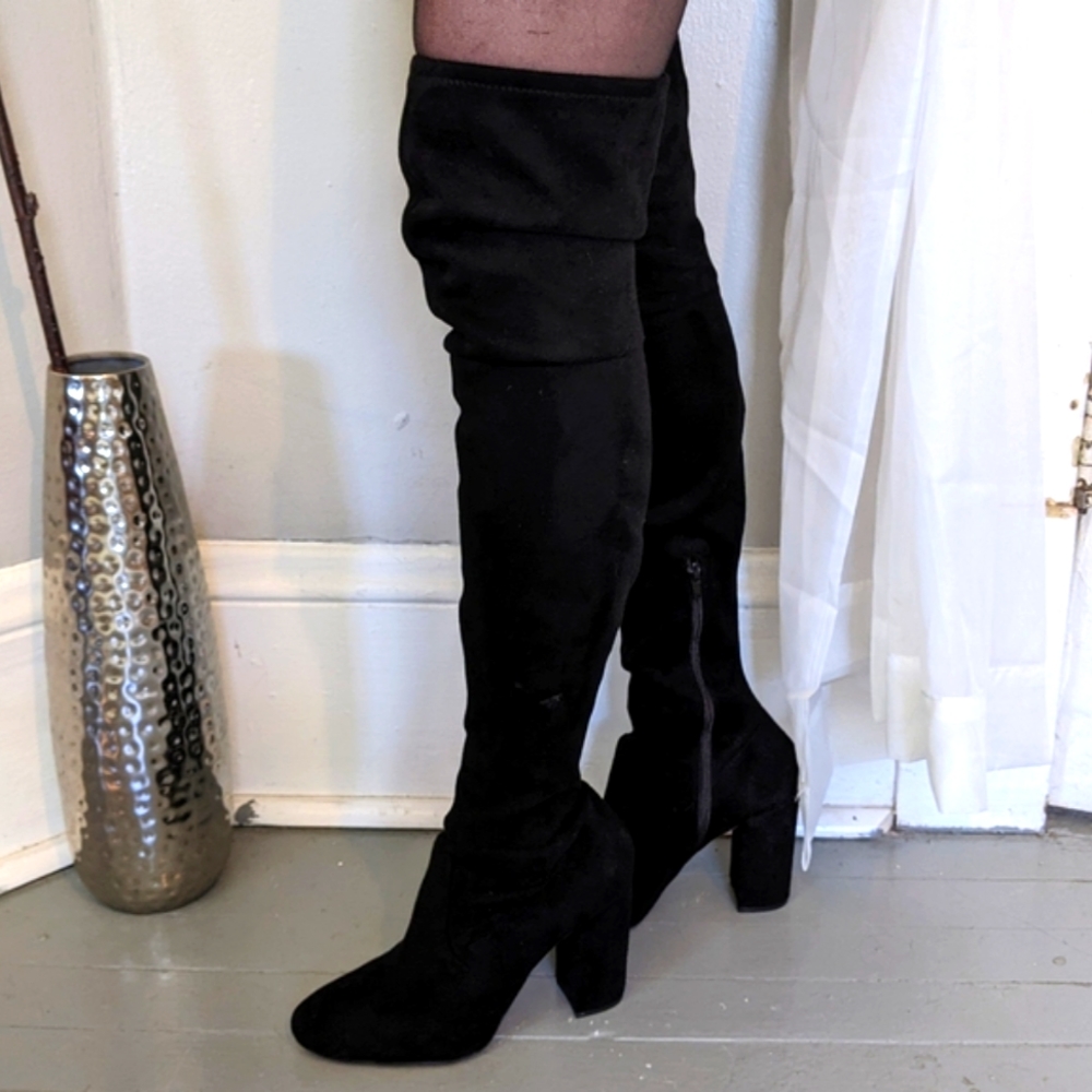 ALDO Over the Knee Black Suede Boots NWOT